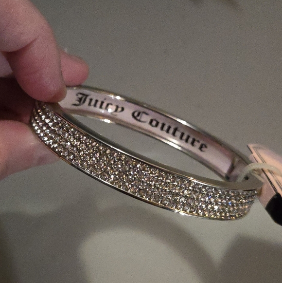 Juicy Couture Silver Tone Bangle with Pink Interior Trim - Picture 2 of 5